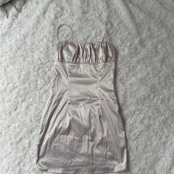 Princess Polly Dresses & Skirts - Mini satin champagne Princess Polly dress